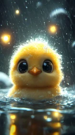 Cute Chickling in Water AI Image