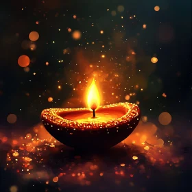 Glowing Diwali Candle Light Still Life