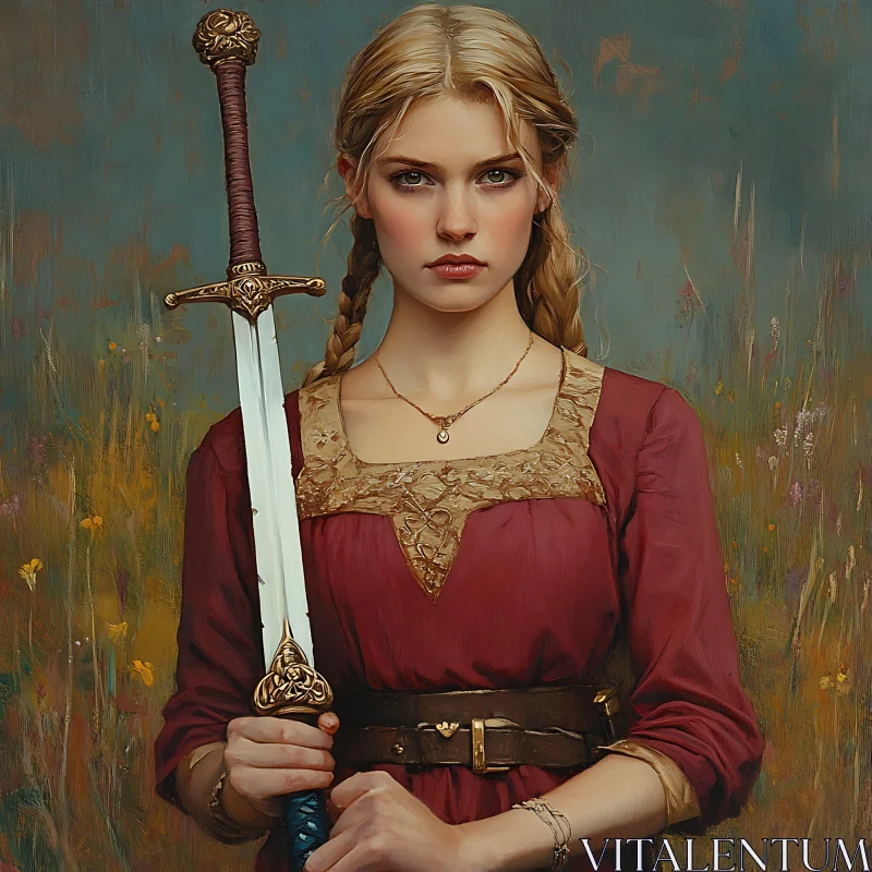 AI ART Medieval Woman with Sword