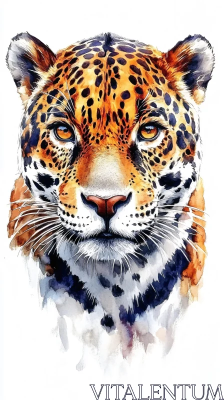 Leopard Illustration in Watercolors AI Image