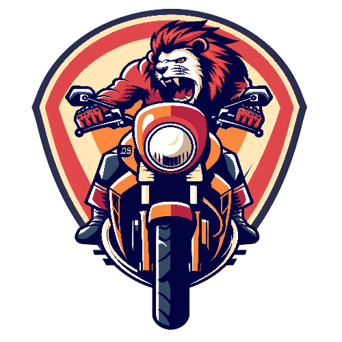 Cartoon Lion on Motorcycle Illustration POD Design