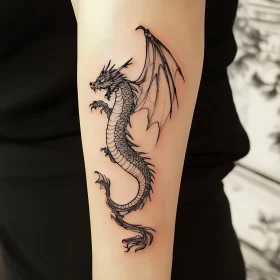 Line Art Dragon Tattoo Design