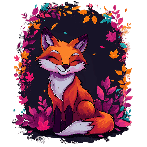 Charming Cartoon Fox in Colorful Autumnal Design