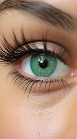 Close-up of Woman's Eye with Green Eyelashes: Ultra Realism