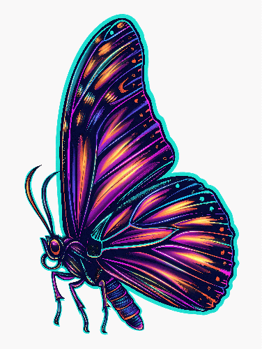 Colorful Butterfly Vector Illustration on Transparent Background POD Design