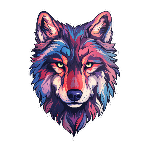 Colorful Wolf Head Illustration for T-shirt and POD POD Design