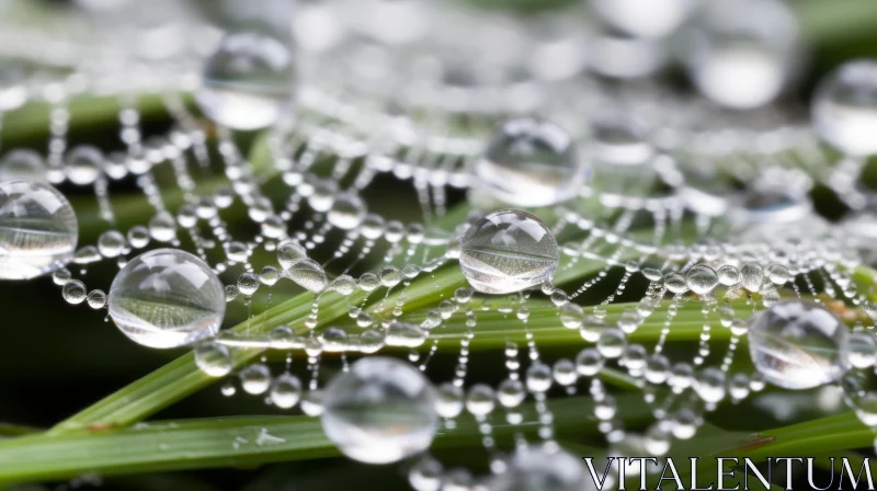 Crystal-Like Dew Drops on Spider Web - Nature's Intricate Beauty AI Image
