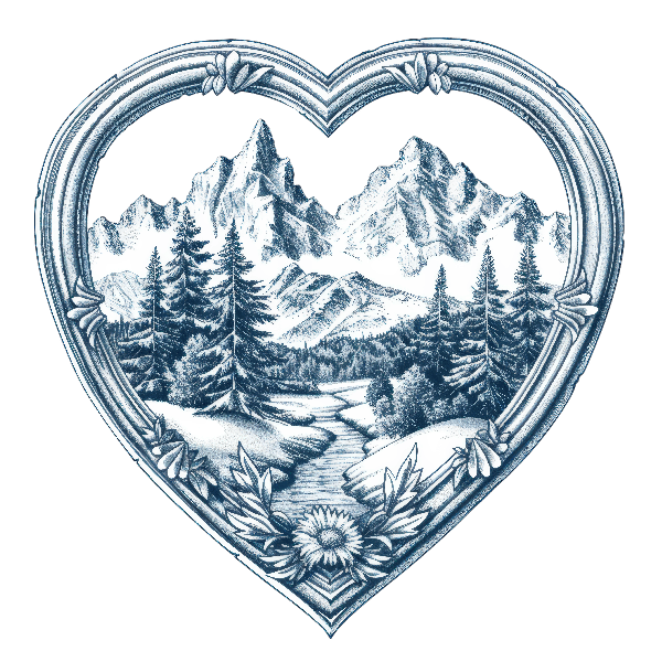 Nature Heart Design for Apparel POD Design