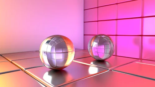 Pink Toned Spheres on Tiled Surface