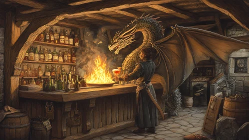 A Dragon's Drink in a Cozy Tavern