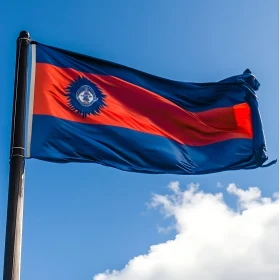 Patriotic Flag Against Azure Sky