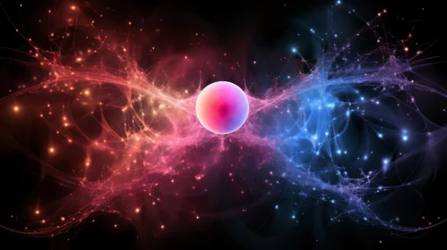 Ethereal Blue and Pink Ball with Star Streaks