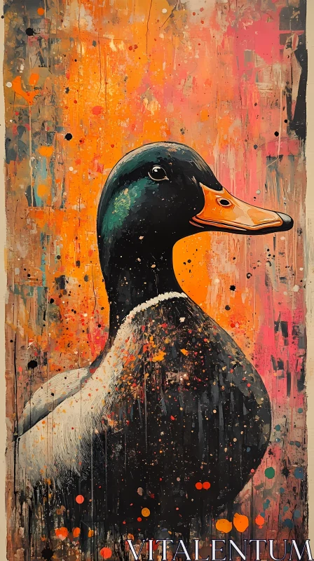 Colorful Duck Art on Canvas AI Image