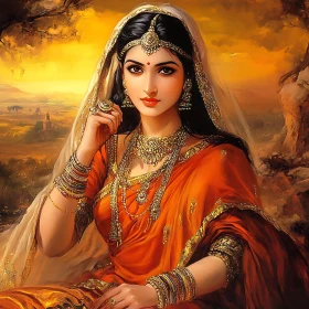 Portrait of a Woman with Golden Jewelry