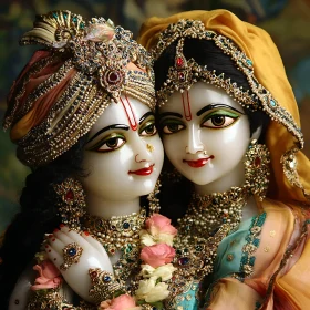 Serene Deities with Traditional Adornments