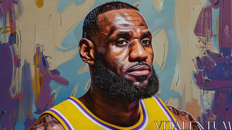 AI ART LeBron James Basketball Portrait in Abstract