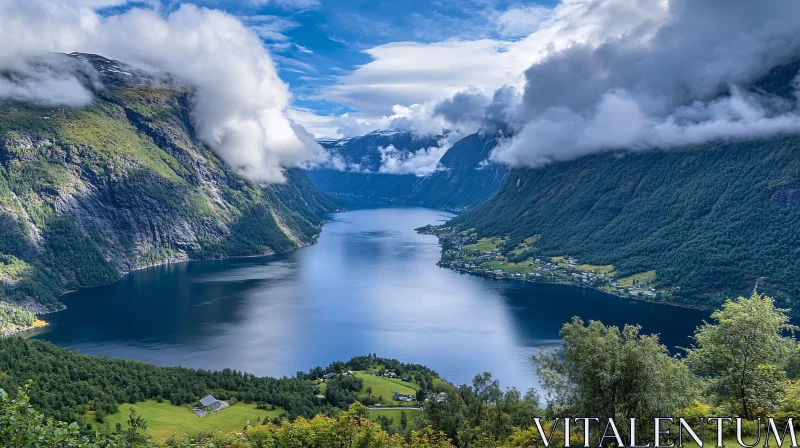 AI ART Tranquil Fjord in a Mountain Valley