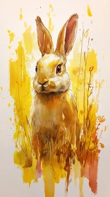 Golden Hued Rabbit Watercolor