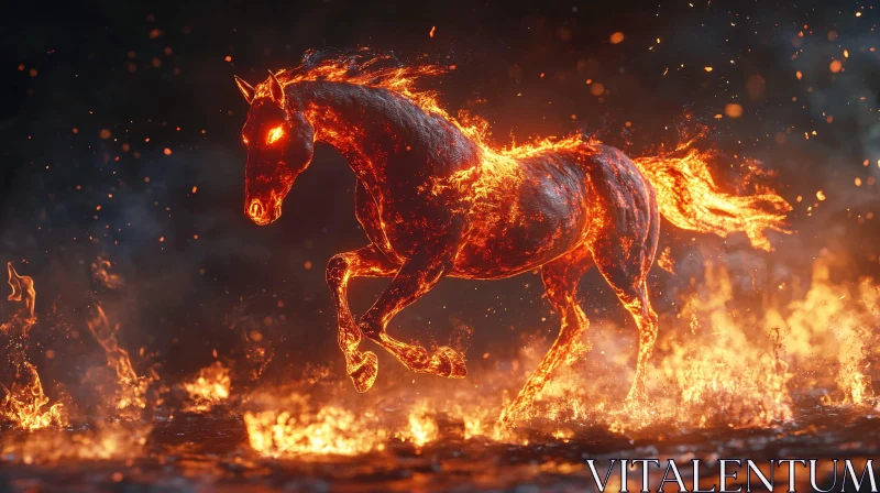 Mythical Fiery Horse AI Image