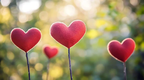 Red Hearts in Bokeh Background