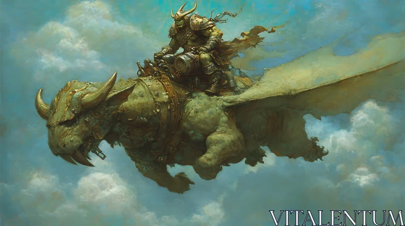 AI ART Fantasy Art of Orc on Dragon