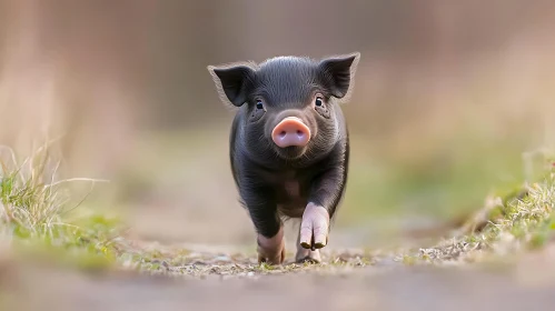 Cute Young Piglet in Nature