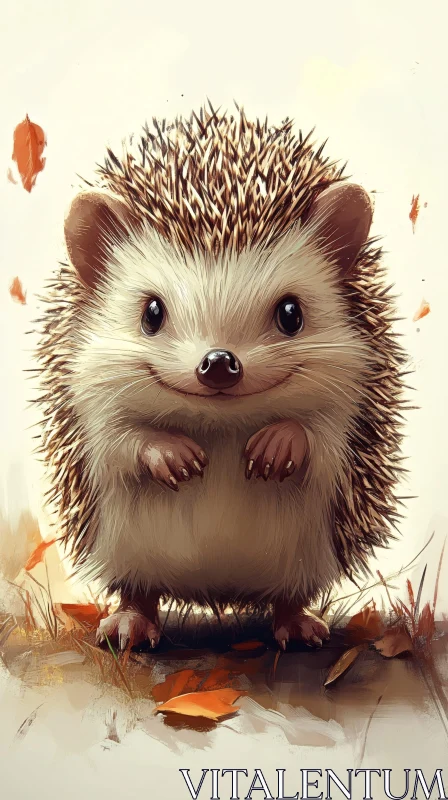 Adorable Hedgehog in Fall Setting AI Image