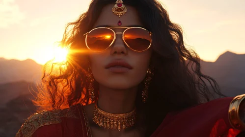 Sunset Reflection in Woman's Sunglasses