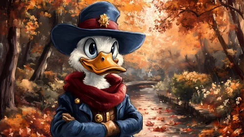 Whimsical Duck in Fall Setting