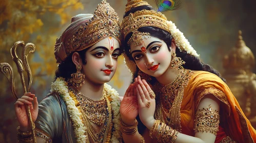 Hindu Gods Radha and Krishna Art