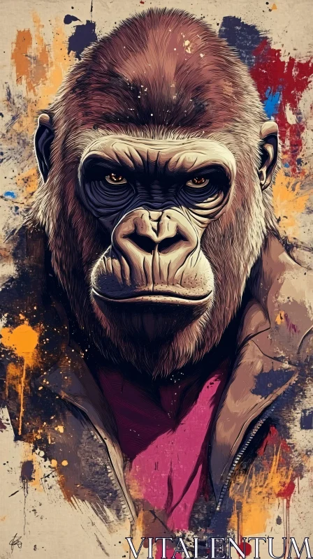 Abstract Gorilla Expression AI Image