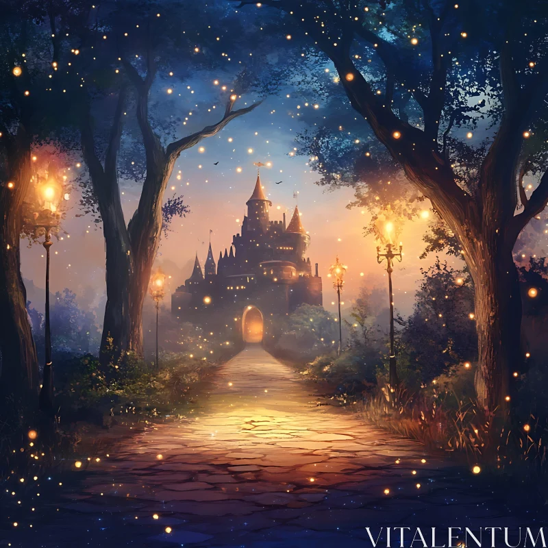 AI ART Fairytale Castle Path