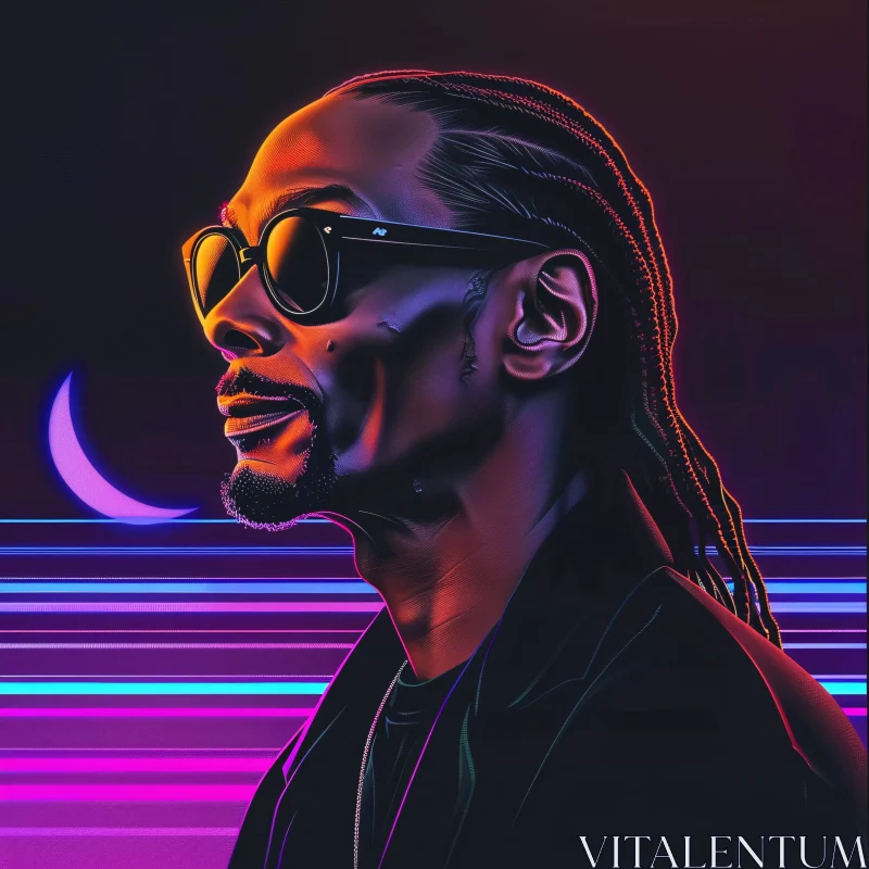 AI ART Futuristic Neon Portrait of Snoop Dogg