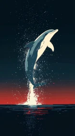 Dolphin Jumping in Artistic Sunset