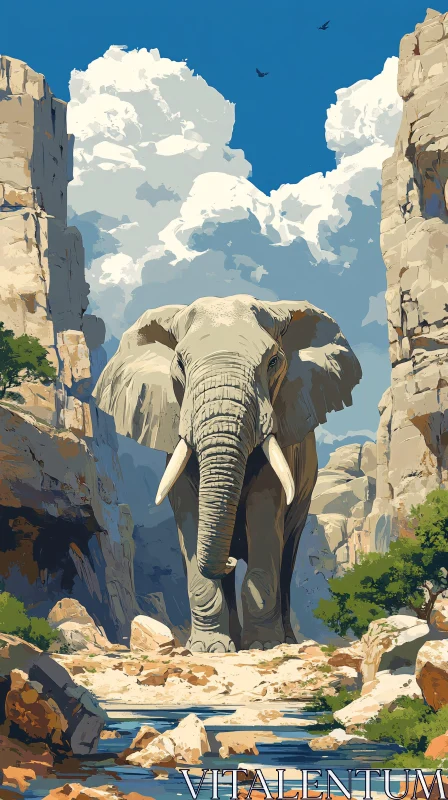 AI ART Elephant Amidst Scenic Canyon