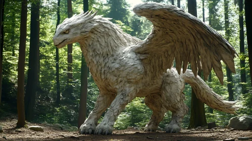 Winged Dragon in Sunlight Forest