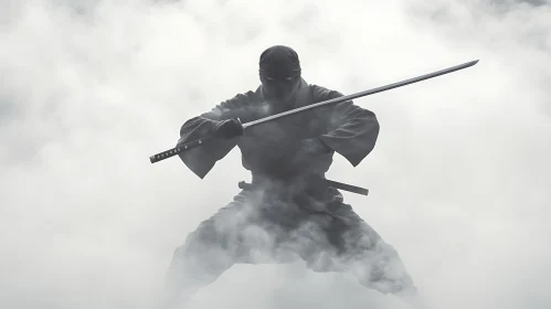 Mysterious Ninja in Misty Ambience