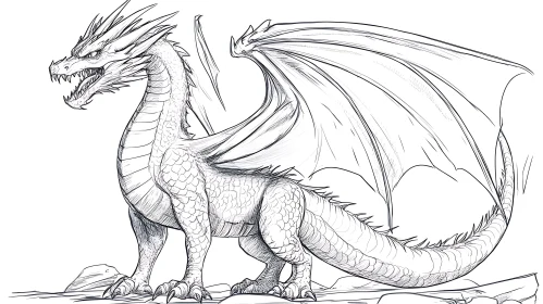 Monochrome Dragon Drawing