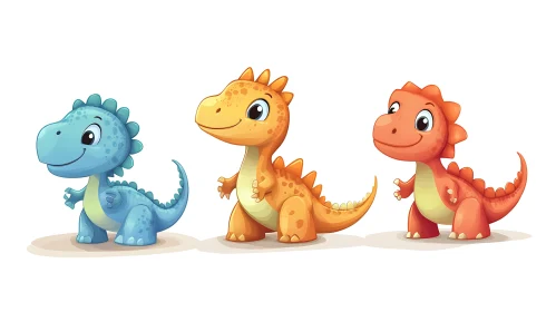 Colorful Cartoon Dinosaur Friends