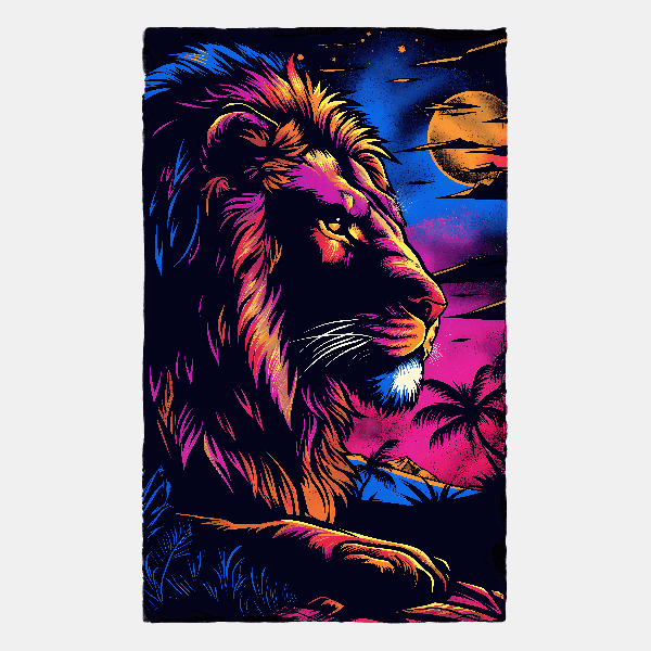 Lion Sunset T-Shirt POD Design