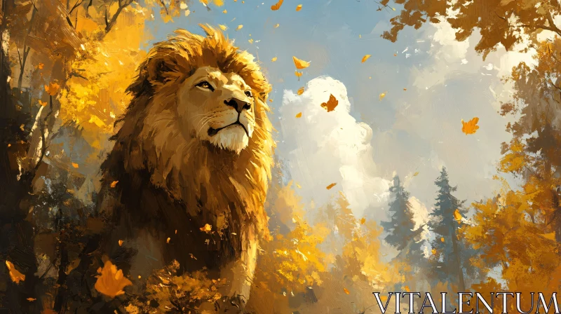 Autumn Lion Majesty AI Image