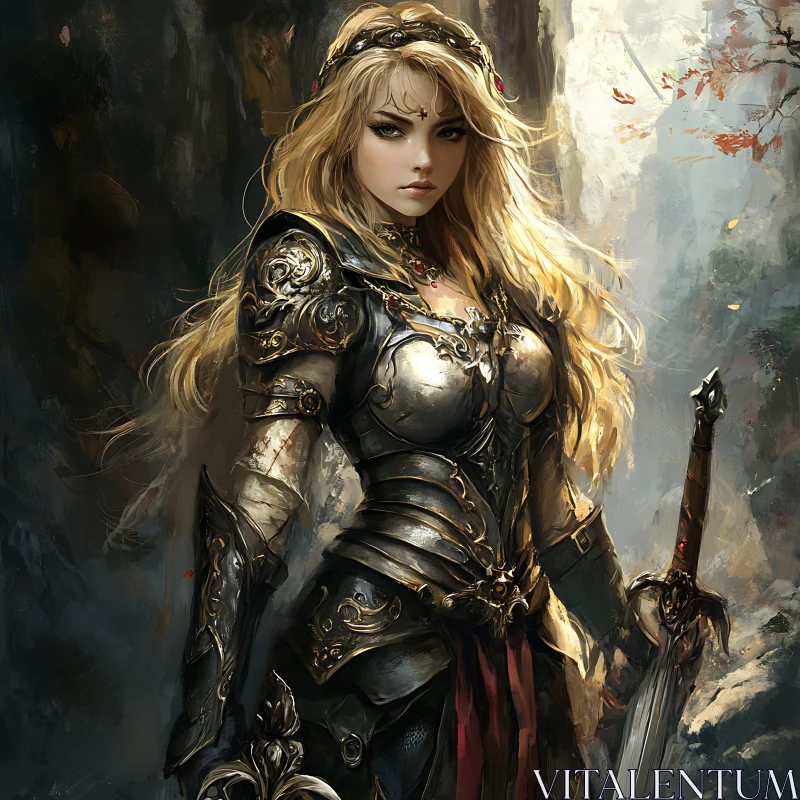 AI ART Armored Woman with Sword