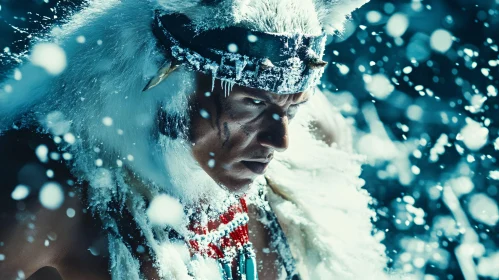 Icy Stare: Man in Winter Battle Gear