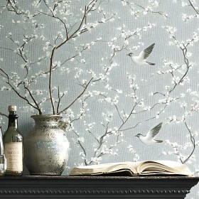 Blossom Branches with Birds and Vintage Decor