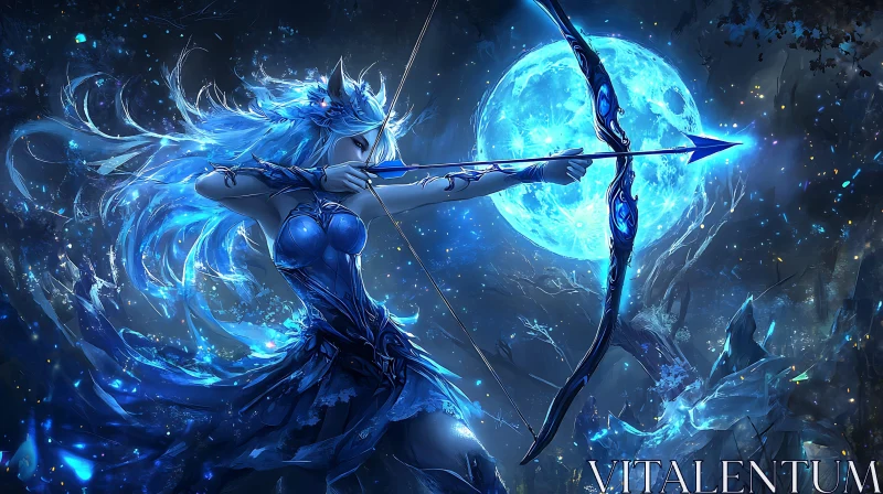 AI ART Moonlit Archer Fantasy Art