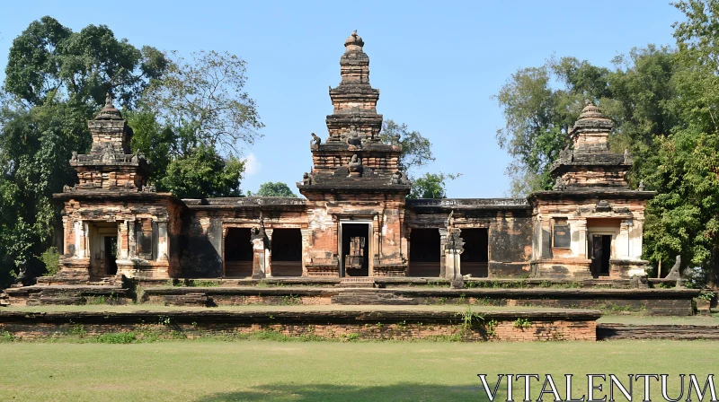 Historical Temple View on a Sunny Day AI Image