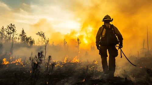 Heroic Firefighter Confronts Forest Inferno