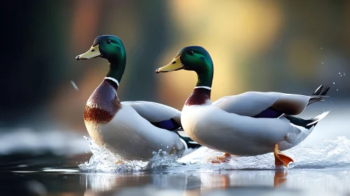 Pair of Ducks in Water