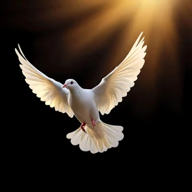 White Dove Flying into the Light