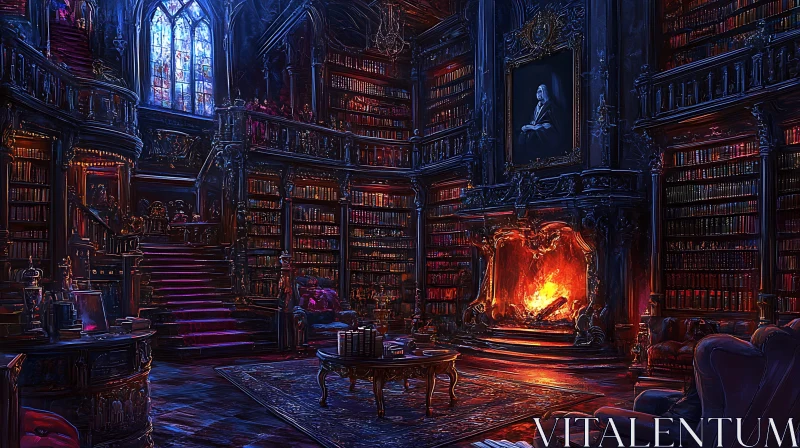 Ancient Library Interior AI Image